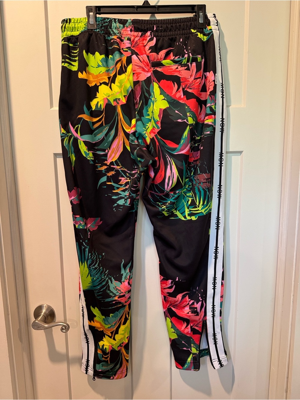 Nike Black Tropical Floral Track Pants with Neon Accents - Picture 7 of 10
